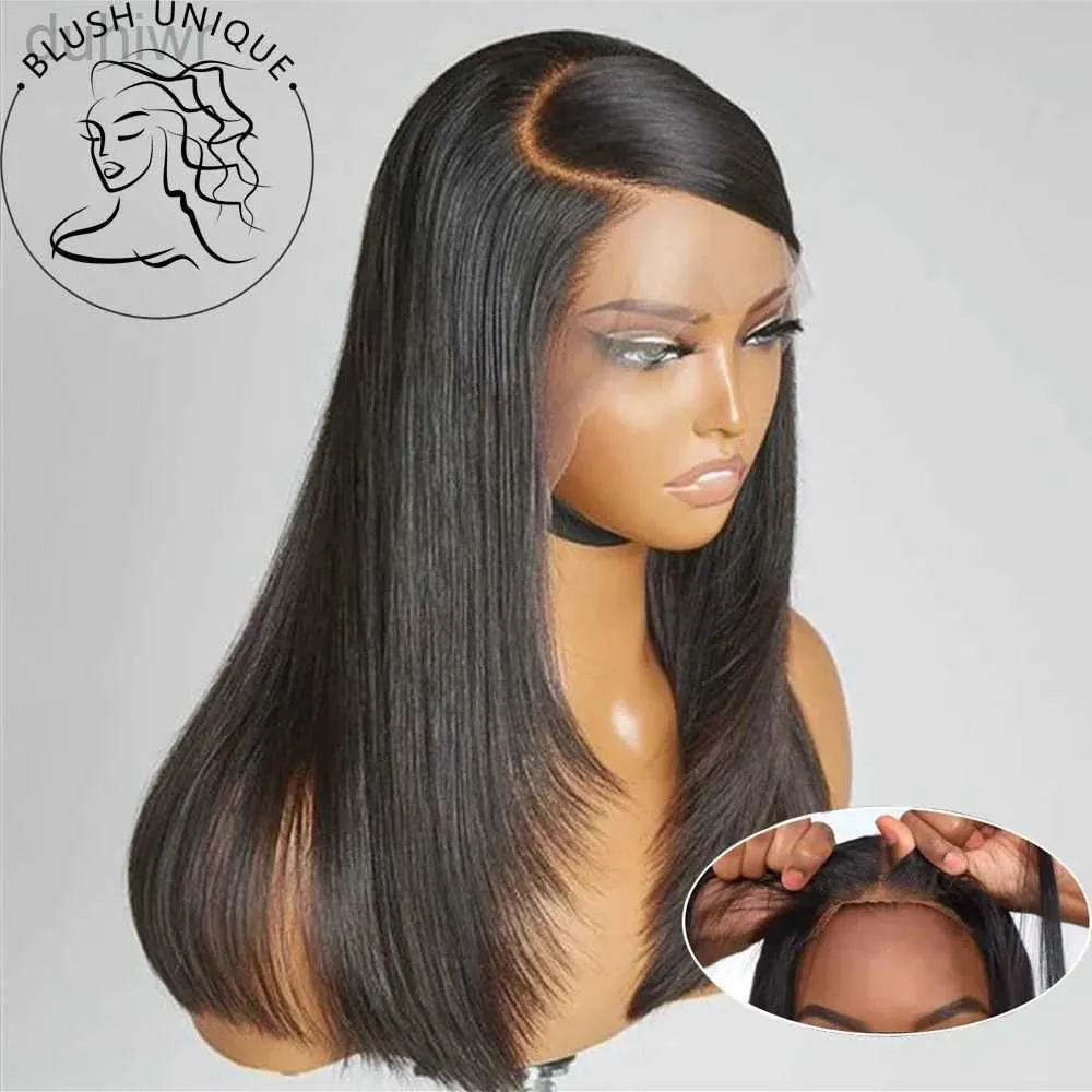 合成ウィッグレイヤレースレースフロントウィッグウェアGO GLUELESSELED CUT CUT LACE FRONT WIG SYNTECH STRAIGHT WIGS 4x4カットレース閉鎖ウィッグLDD240313