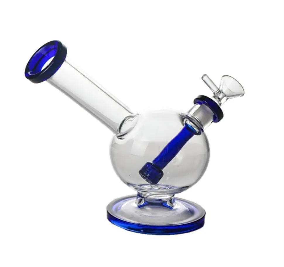 Bong Glass water pipe smoking hookah 6 1inches tall praotable creative blue ball bottom filter bong ice catcher simple thickness w6843651