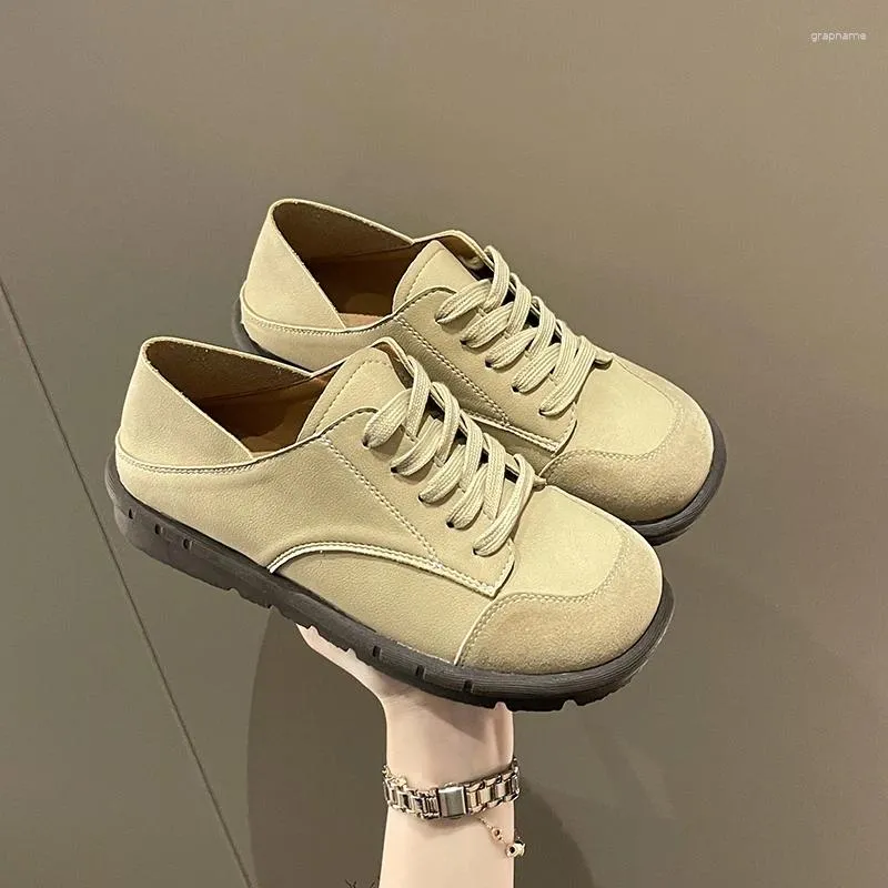 Sapatos casuais femininos 2024 primavera único feio bonito pequeno branco confortável cabeça grande pu couro