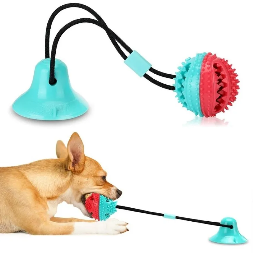 Pet Dog Chew Toy With Suction Cup Pull Ball Pet Molar Bite Product Gummi Durable Toy For Big Dog Interactive Pet Dog Toys Y200330255C