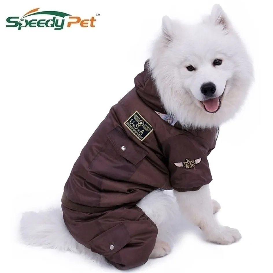 Cão grande roupas quentes roupas de inverno pet cão macacão quente grande cão pista terno filhote de cachorro com capuz jaqueta casaco produto xl5xl 201102285k