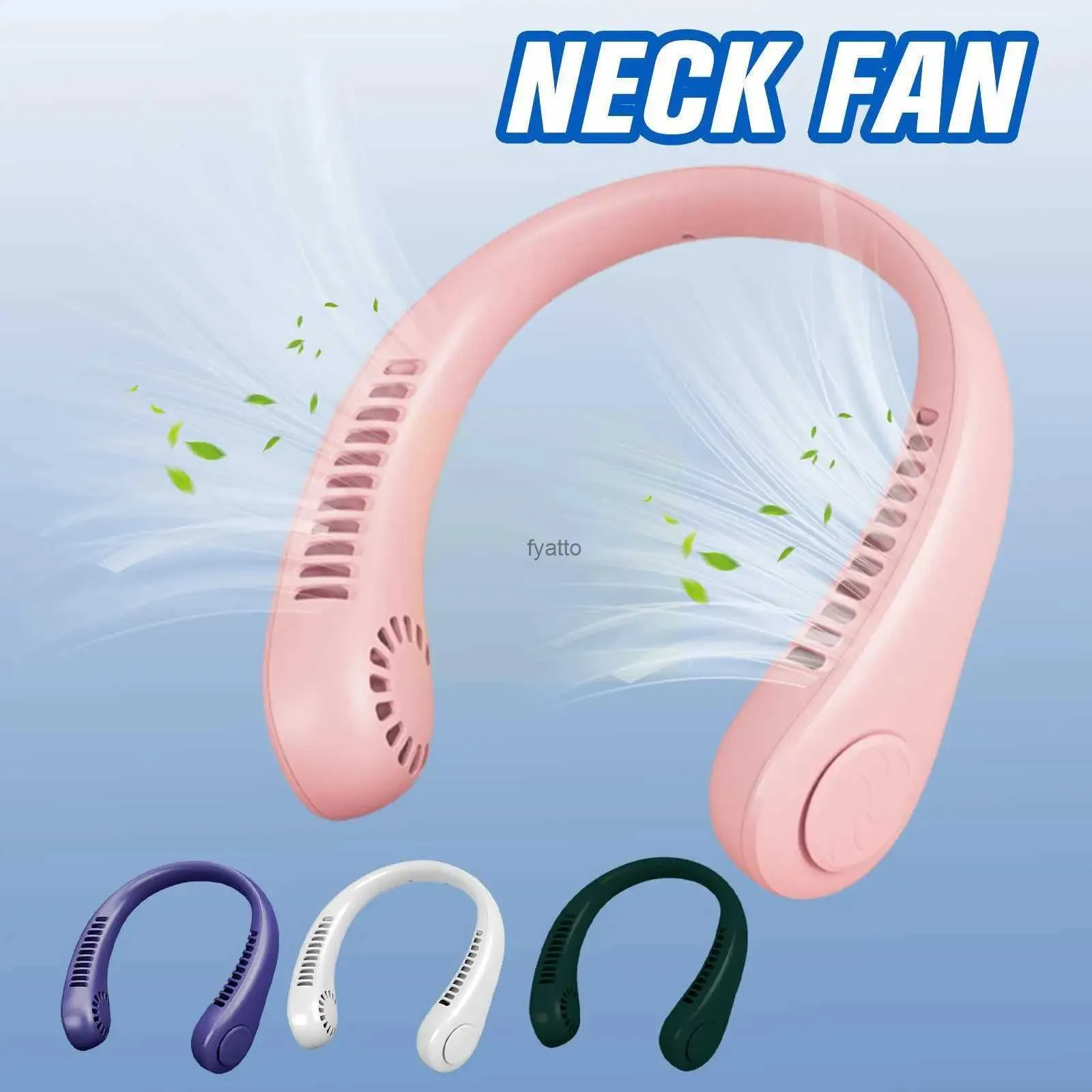 Elektriska fläktar Portable Neck Fan Mini Ventilator Silent and Wearable Cooling UsBrechageable Bladeless Mobile Air ConditioningH240313