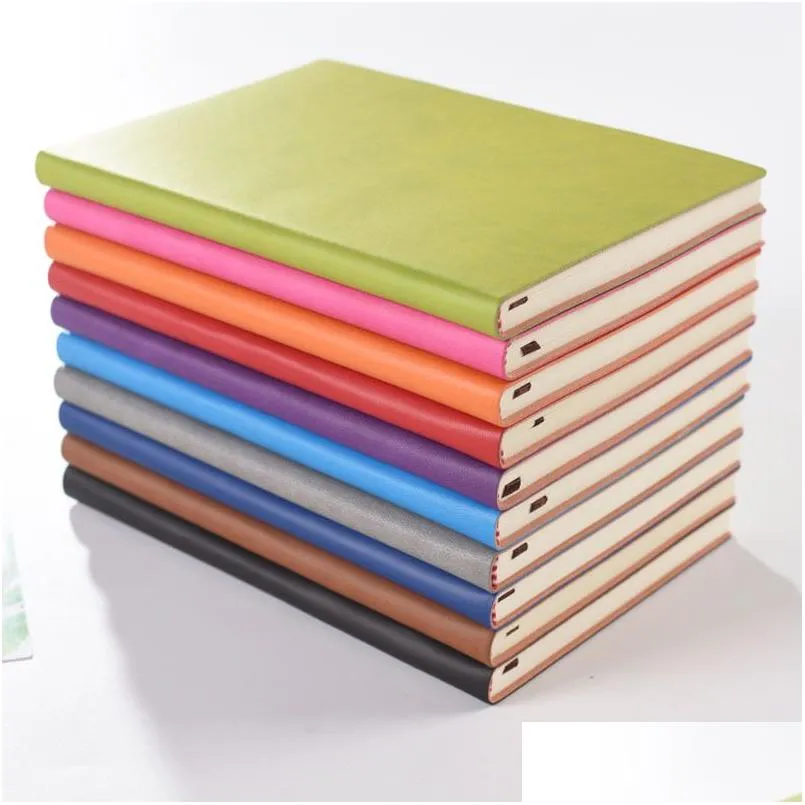 Notepads Wholesale High Quality A5 Simple Classic Solid Soft Leather Pu Journal Notebooks Daily Schede Memo Sketchbook Home School Off Otfei