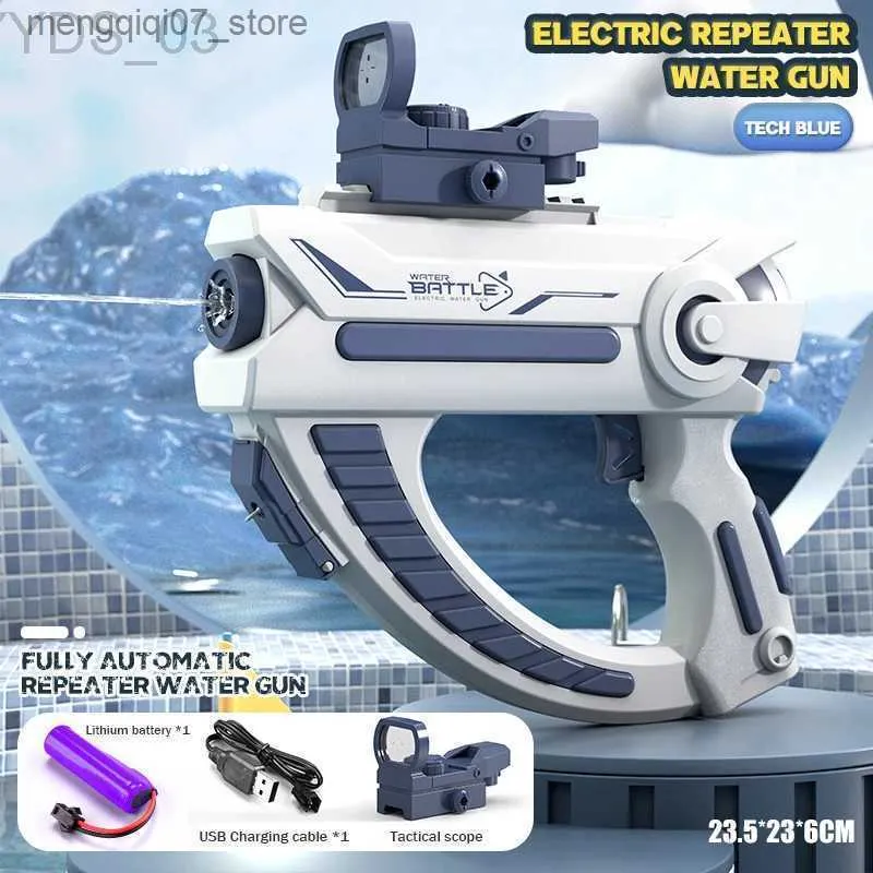 Sand Play Water Fun Gun Toys Water Gun Electric Pistol Shooting Kids Toy Large Capacity Full Automatic High Pressure Summer Beach Splashing Toy Adults Gifts