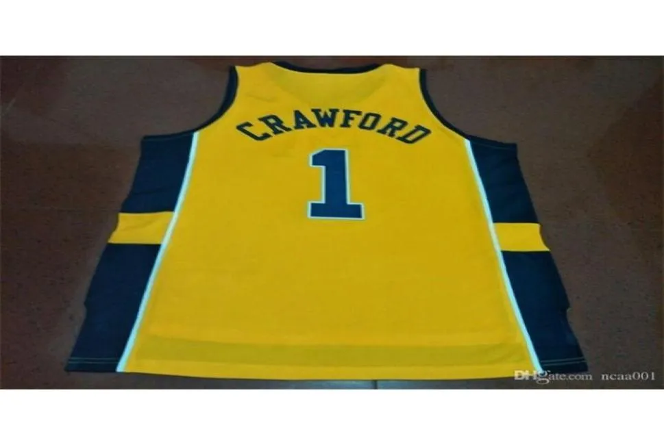 Vintage REAL 21ss 1 YELLOW Jamal Crawford Michigan Wolverines College jersey Size S4XL or custom any name or number jersey3787058