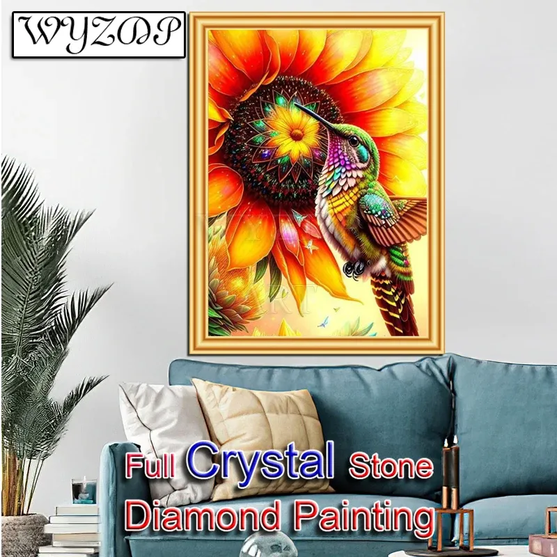 Point 5D 100% cristal diamant peinture colibri carré mosaïque broderie fleur point de croix cristal diamant Art décor à la maison 231103