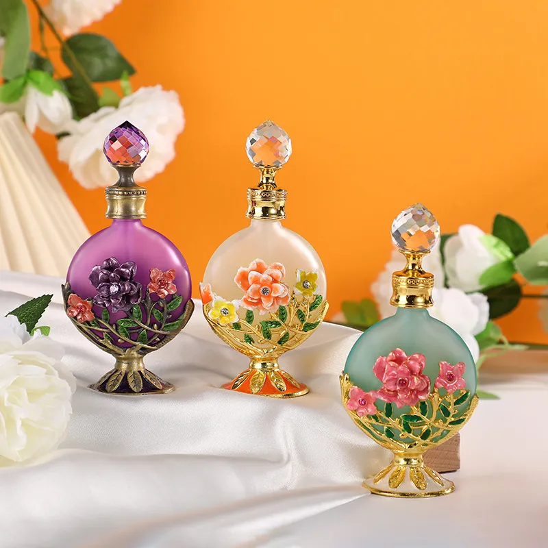 60 X 15ml Carnation Enamel Color Craft Oblate Shape Glass Essential Oil Bottles Empty Senior Natural Flower Cosmetics Bottles