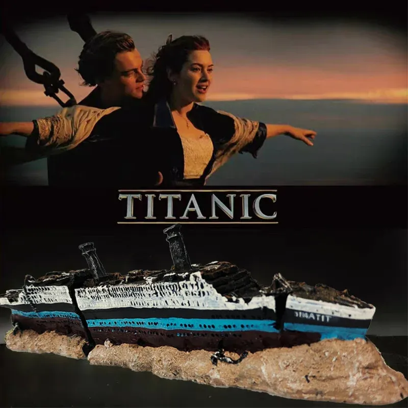 Dekoracje Zlew w Titanic Model Shiose Titanic Gzzet Dekoracja Dekoracja Titanic Fi przybór krajobrazu ozdoby Aquarium Decor Decor