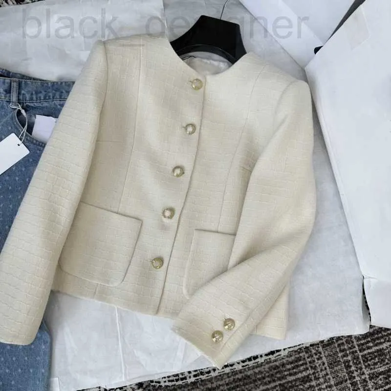Женские куртки дизайнерские 2023 Ранняя осень Новый Nanyou Gaoding CE Маленький ароматный круглый вырез Slim Fit Модное универсальное однобортное пальто для женщин 6JD8