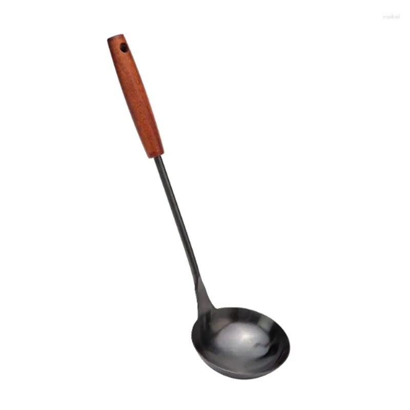 Spoons Traditional Stainless Steel Shovel Furnishing Spoon Wooden Handle Iron Pot Tap Fry Kitchen Utensils Easy To Use