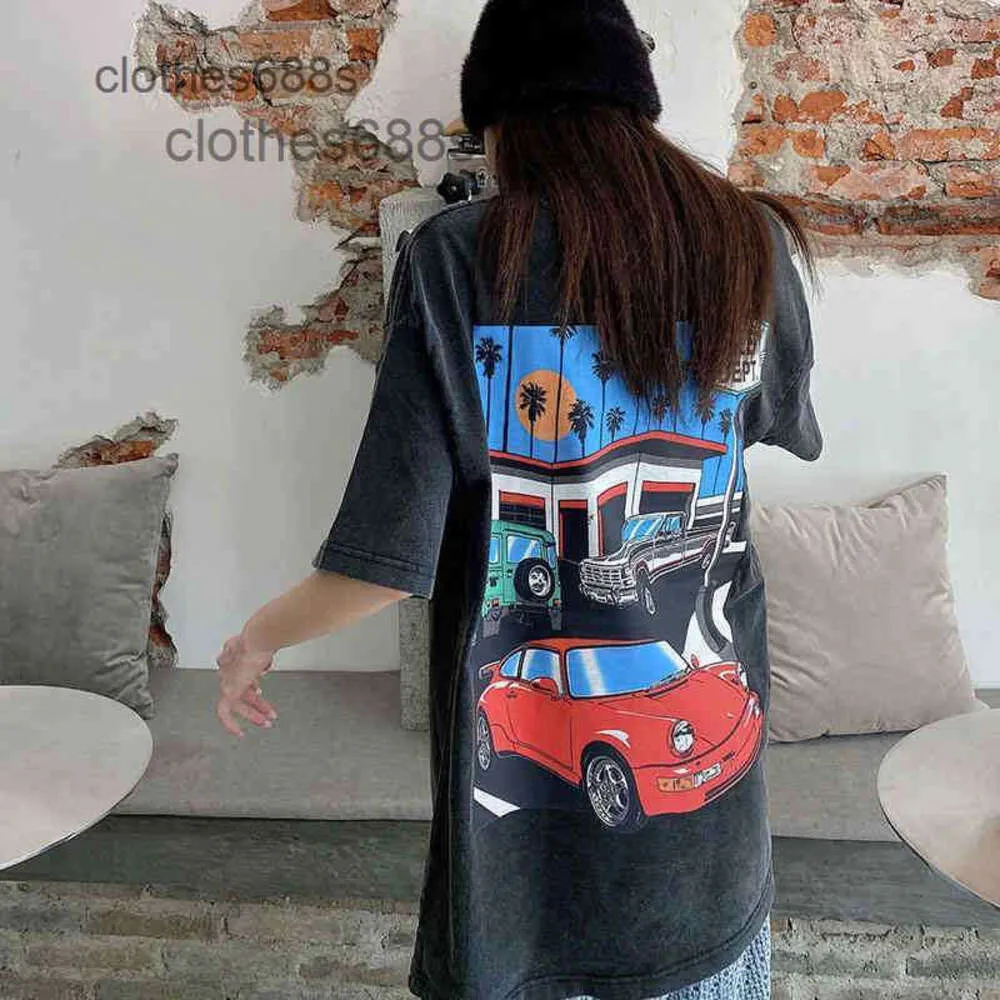 フーディーズシャツメンズファッションTシャツギャラリーデプスアメリカンブランドレトロ漫画機関車女性ゆるい短いTヒップホップハイストリートメンズスリーブ3tpe x8di