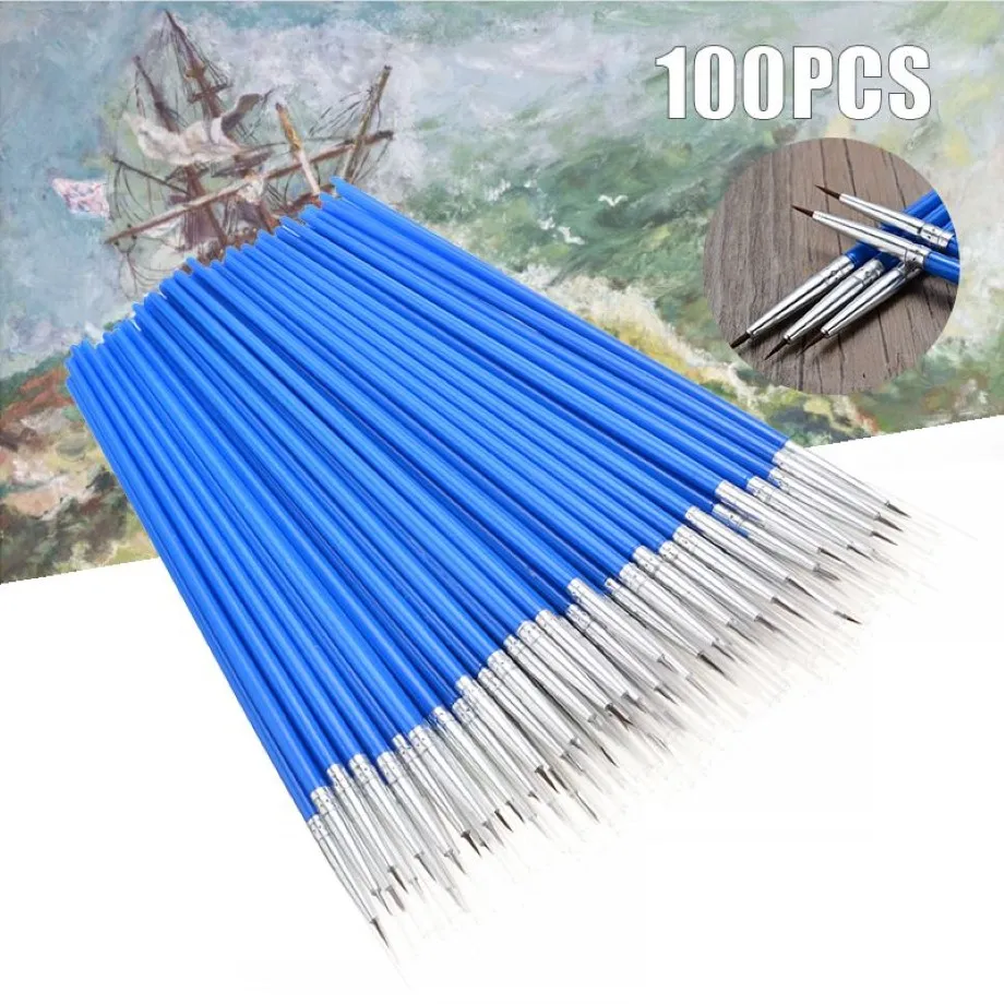 100 pièces ensemble Micro Extra fin détail Art artisanat pinceaux pour peinture à l'huile traditionnelle chinoise Q1107206f