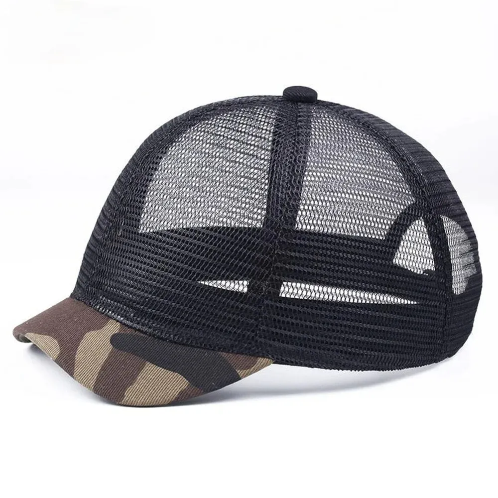 4,5 cm Kamuflaż Krótki czapka baseballowa czapka baseballowa moda Japońska Hip Hop Hat Oddychany czapkę z czapką mężczyzn Summer Hat 240220