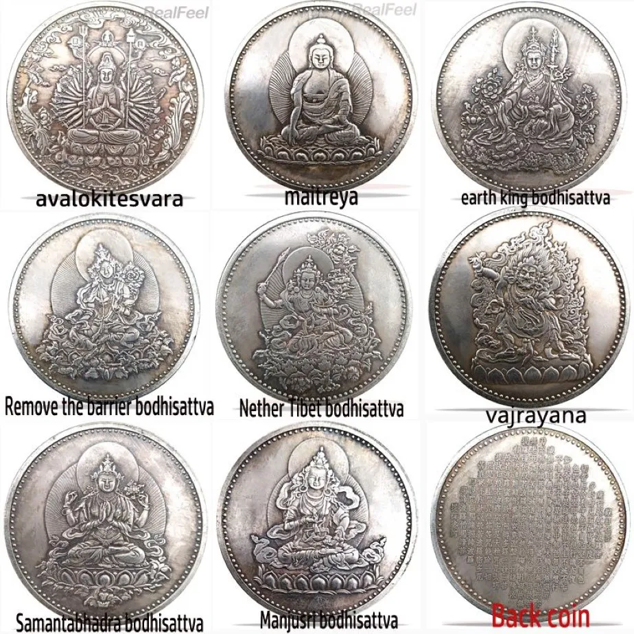 Moeda da China 8 peças Buda fengshui boa sorte moeda artesanato mascote262t