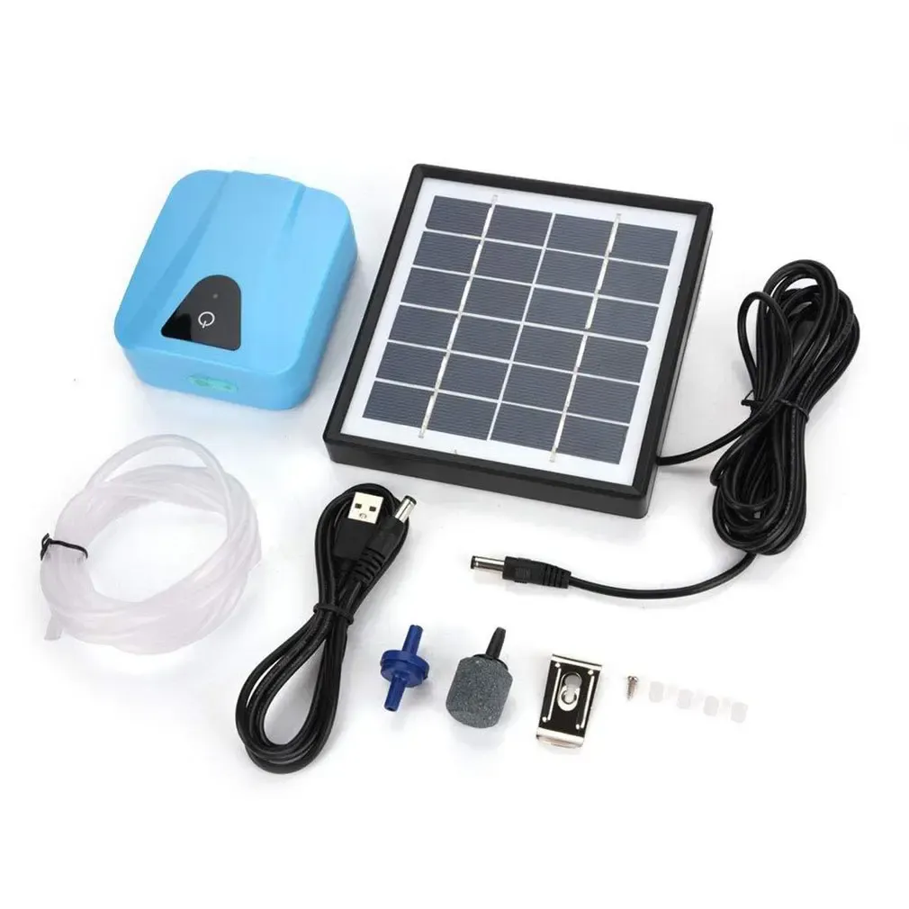 Accessoires DC USB Charge solaire alimenté Aquarium Aquarium oxygénateur eau pompe à oxygène muet étang aérateur Aquarium pompe à air