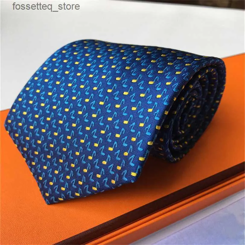 Cravates de luxe de haute qualité Designer Mens Lettre % Cravate en soie Cravate Noir Bleu Aldult Jacquard Party Mariage Business Tissé Fashion Design Haii Box 141 L240313