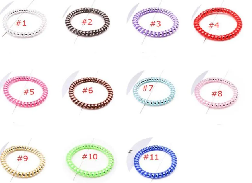 11 kleuren Hoge kwaliteit Telefoonsnoer Gum Hair Tie Meisjes Elastische haarband Ringtouw Snoep Kleur Armband Rekbaar Scrunchy M2641860