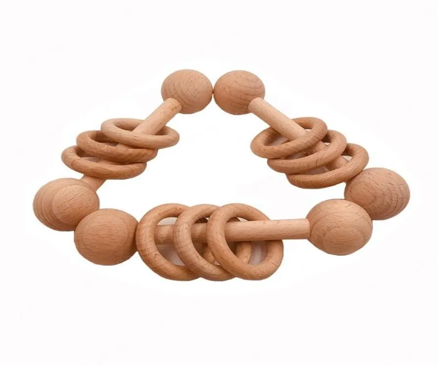 طفل Teether Toys Beech Wooden Wood Wood Bearing Ring Ring Ring Musical Musical for Beady Good5677811