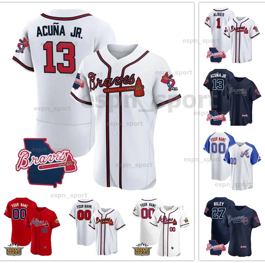 Outkast 야구 저지 Ronald Acuna Jr. Georgia State Patch Matt Olson Spencer 스트라이더 Austin Riley Ozzie Albies Max Fried Eddie Rosario Orcia Sean Murphy