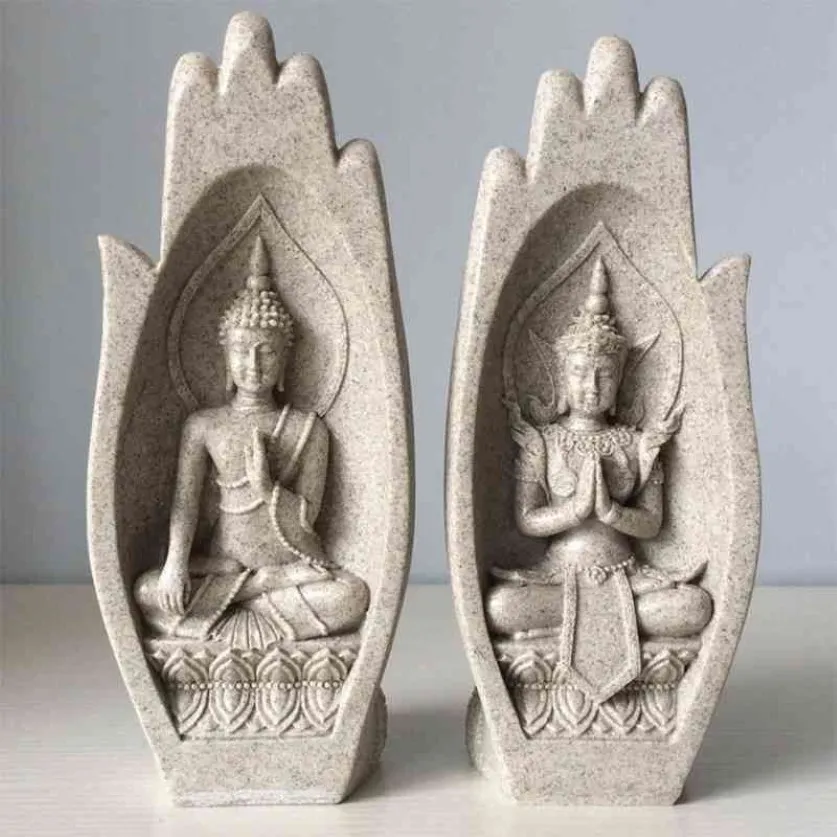 2st Hands Sculptures Buddha Statue Monk Figurine Tathagata India Modern Yoga Nordic Home Decor Office Decoration Accessories 2103234V