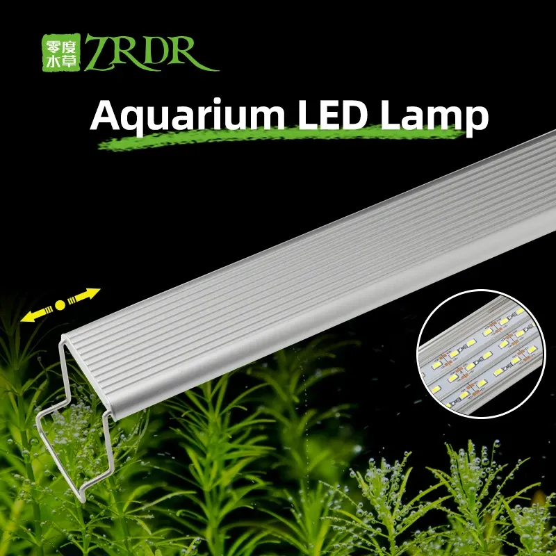 Lightings ZRDR Aquarium Planted LED Light A Series Mini Nano Simple Aquarium Aquatic Fish Tank Metal Stand Sunrise Sunset LID Light