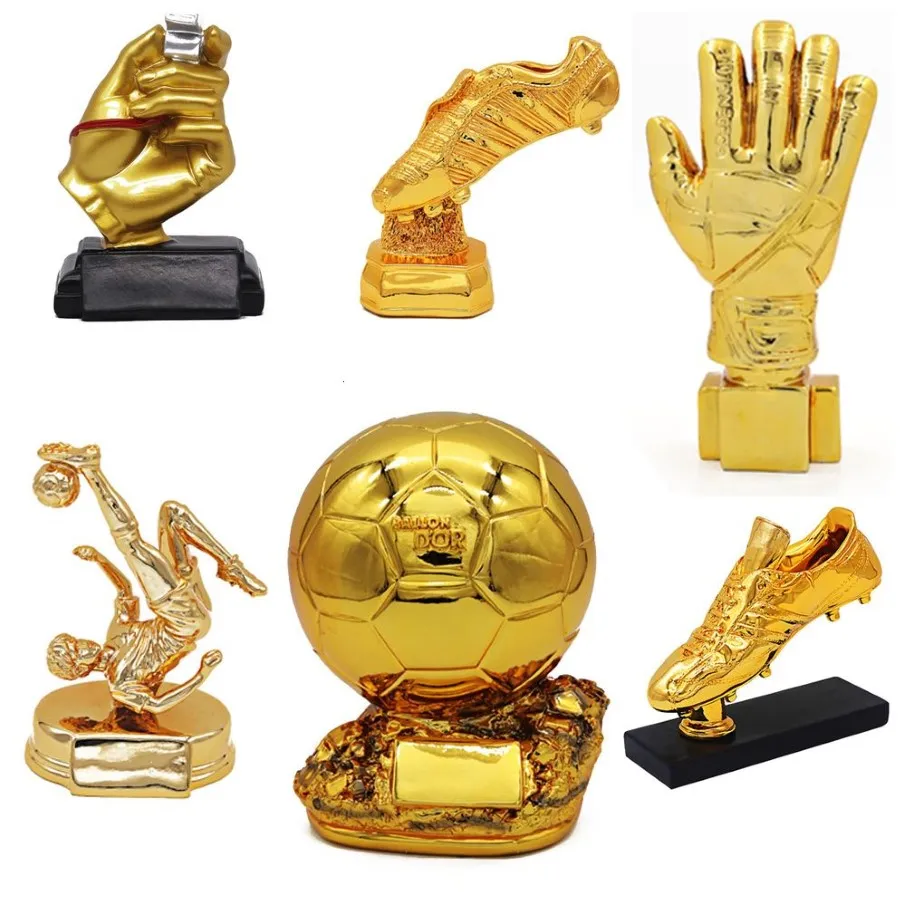 Decorative Objects Figurines Football Trophy Soccer Gold Plated DHAMPION Award League Souvenir Cup Fan Gift Shooter Crafts Europea294C