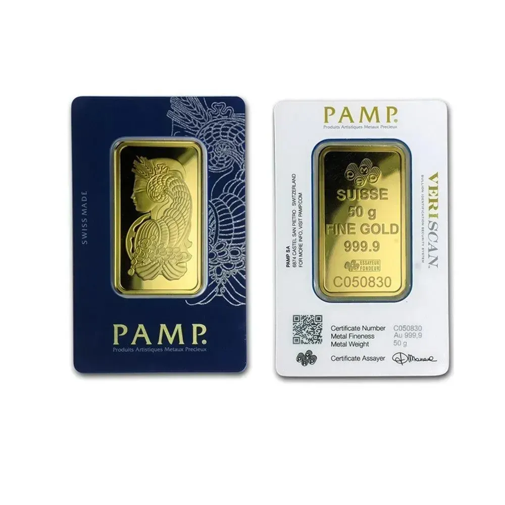 Invest in High-Quality 1 OZ/20/50/100 Gramm PAMP PertMint Gold Bars - Perfect for Metal Craft Projects