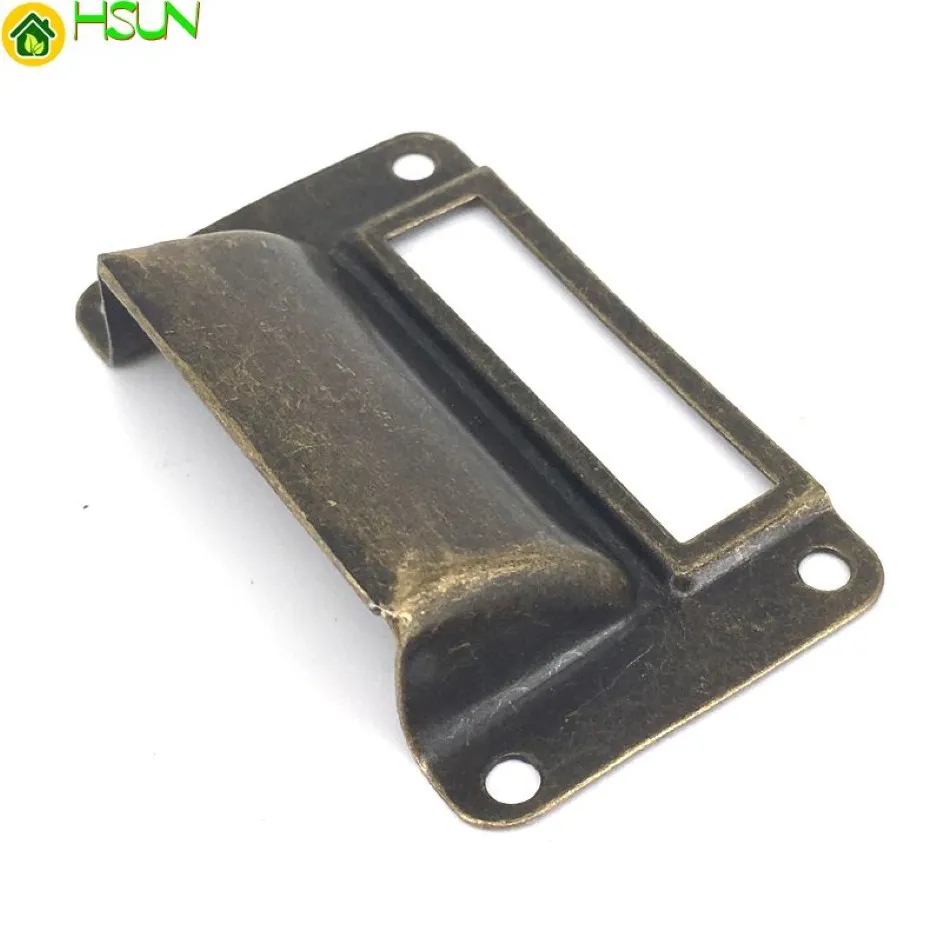 Bronze Tone Metal Cupboard Cabinet Door cup pull Handle Vintage Label Frame Drawer Box Case Cabinet Card Holders286B