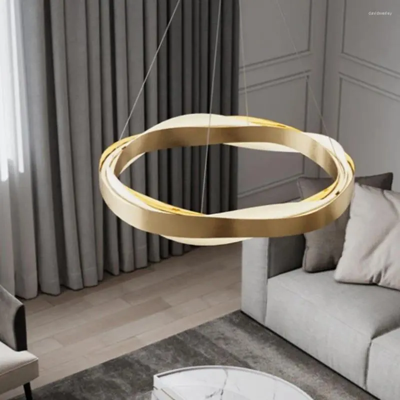 Lustres pós-modernos minimalistas sala de estar candelabro nórdico quarto criativo designer anel em forma especial LED lâmpadas de restaurante de moda