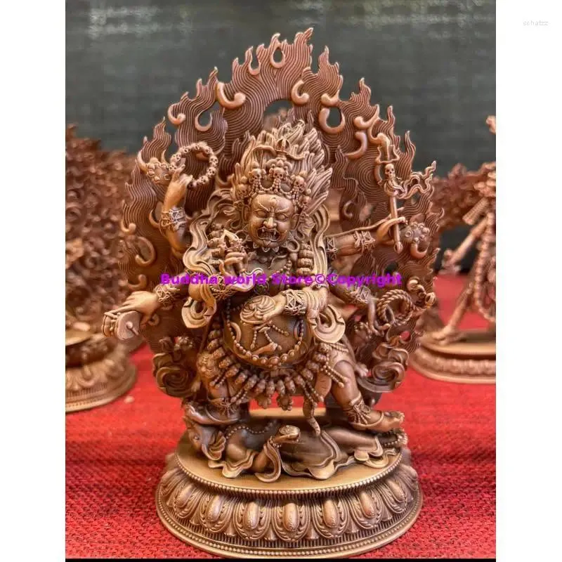 Estatuetas decorativas Tibet Budista Altar Suprimentos Alta Qualidade Exorcismo Seis Armados Mahagala Estátua de Buda COBRE CASA Família Templo Adoração