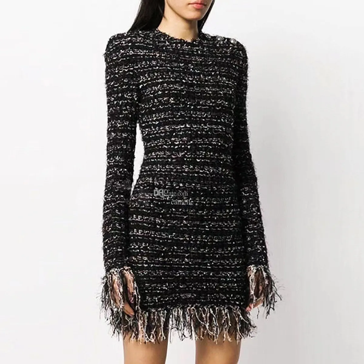 Designer Knit Dress for Woman Classic Retro Cashmere Blend Dress Modna odzież Luksusowy Luksusowy długi rękaw