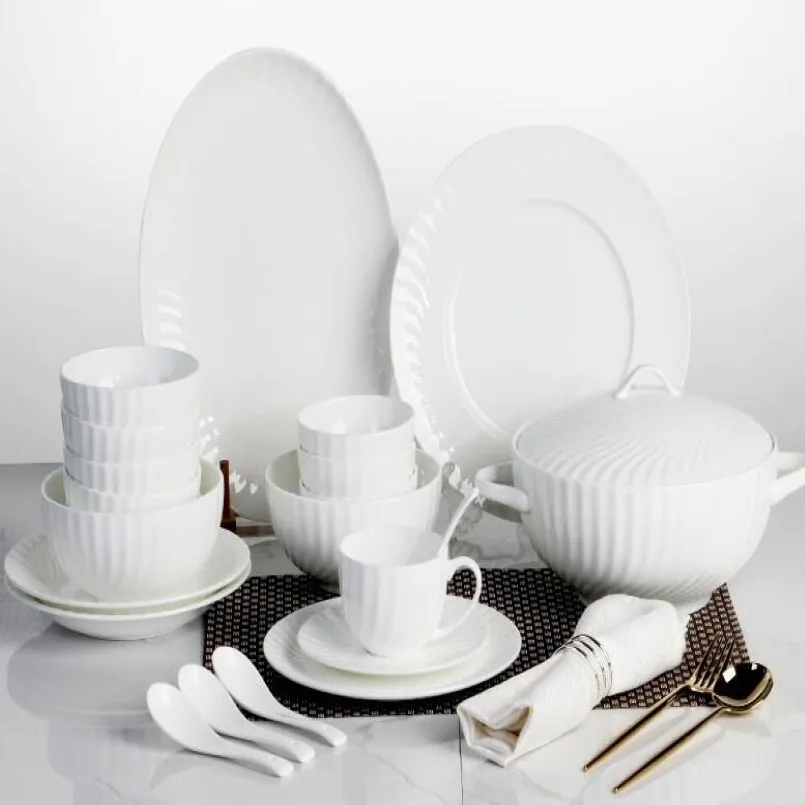 16pcs ceramic white dinnerware for customising diy2240