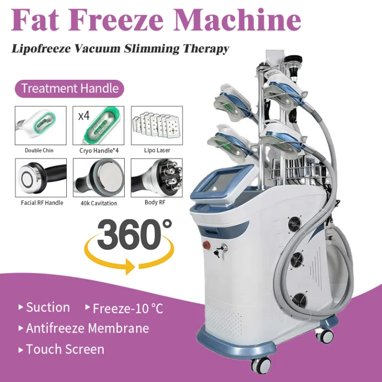 360 Cryolipolisis Cryoterapi Cool Tech Slimming Cavitation Device Fat Freezing With 5 Cryo Handtag Dubbel Chin Contouring RF Lipolaser Body Sculpting Machine527