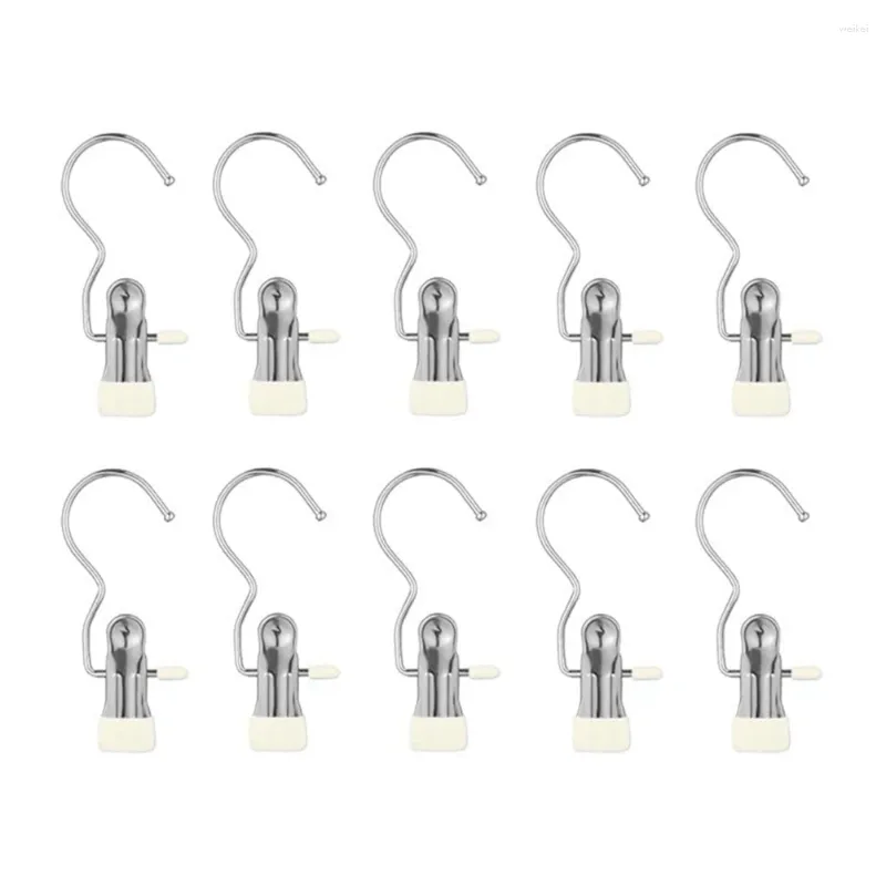 Cucchiai Ganci per appendere resistenti Clip Appendini per stivali per armadio Clip per lavanderia Vestiti Cappello Pantaloni Asciugamano Beige 10 PZ