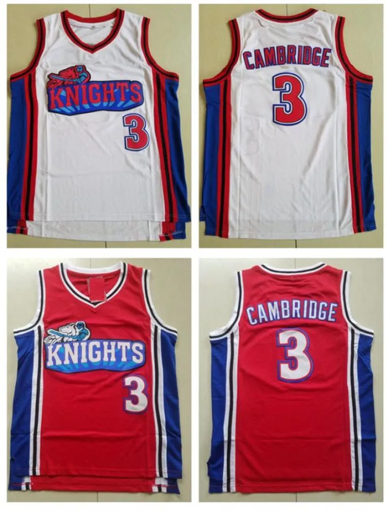 Heren Moive Like Mike Los Angeles Knights 3 Cambridge basketbalshirts rood wit gestikte shirts SXXL7790369