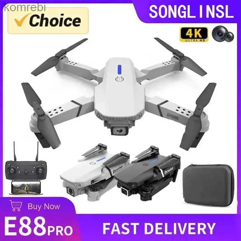 الطائرات بدون طيار أحدث طائرة E88 Pro RC مع Dron 4K 1080p HD HD Camera WiFi FPV قابلة للطي RC Helicopter Quadcopter Kids Holday Gift 24313