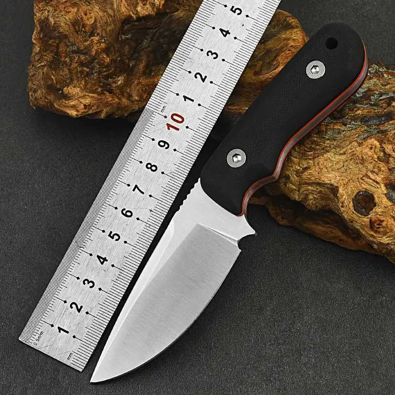 Camping Hunting Knives G10 Handle Fixed Knife D2 Steel Blade Outdoor Camping Portable Pocket Knife Tactical Slicer For Military Fruit With Leather Case 240315