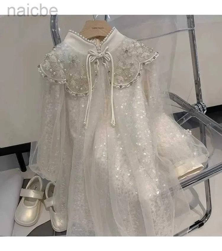 Robes de fille nouvelle et améliorée de la robe qipao pour dans le nouveau style chinois robe à paillettes petite robe de princesse ldd240313