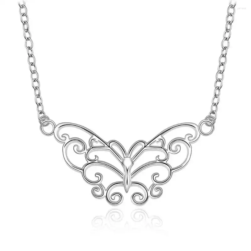 Pingentes atacado 2014 moda banhado a prata corrente grande borboleta colares para mulheres homens jóias smtn646