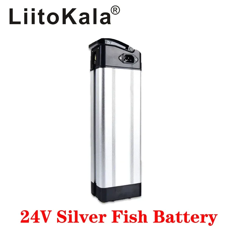 Liitokala 24V 10AH 12AH 15AH 20AH Lityum İyon Pil Paketi 24V 250W 350W Motor Elektrikli Bisiklet Pil Gümüş Balık