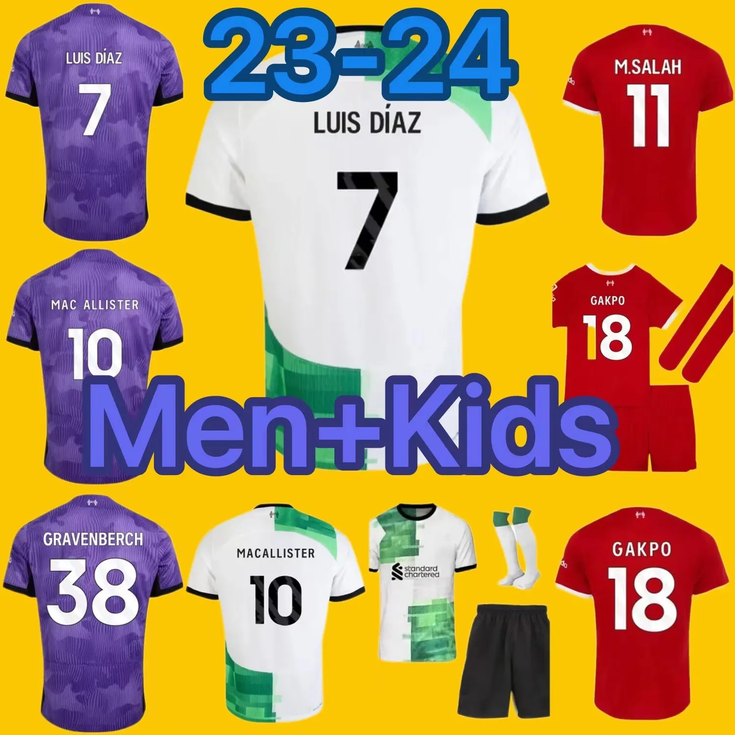 XXL 23 24 maillots de football 2024 2025 Salah Sobo Nunes McAllister maison maillot de football à manches courtes chemise supérieure uniforme pour enfants pour hommes