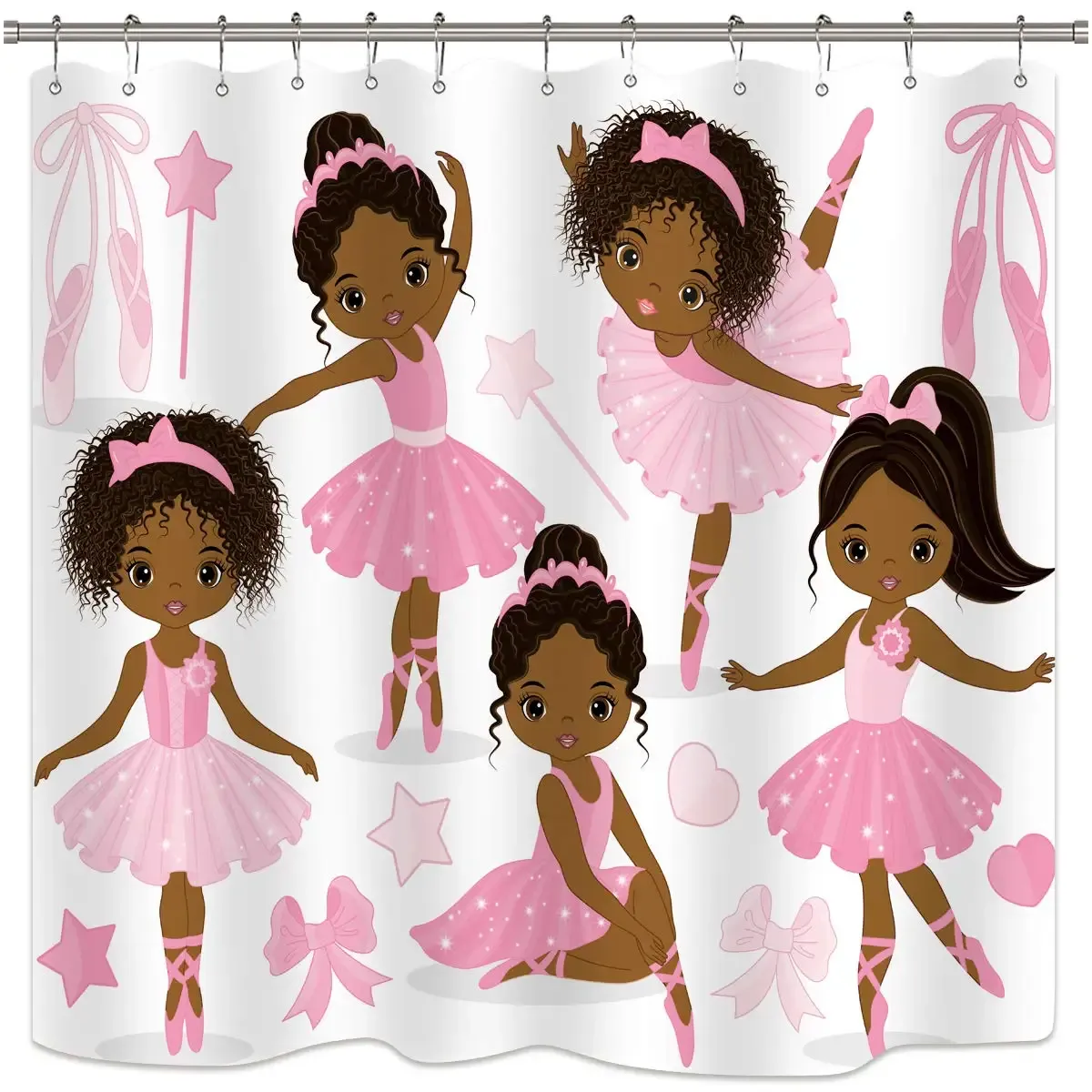 Zasłony różowy balet prysznic kurtyna urocza dziewczyna baletnica tancerz spódnica gimnastyczna dzieci