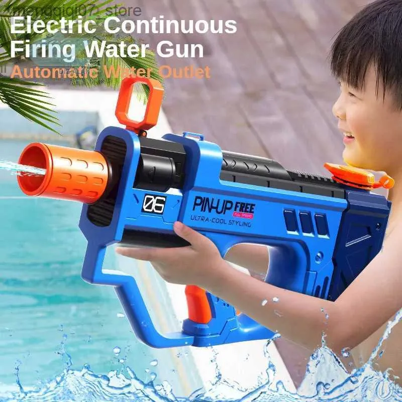 Pistola ad acqua elettrica per giochi con sabbia 47CM Pistola ad acqua elettrica per bambini Pistola ad acqua a fuoco continuo automatico per bambini Giocattoli da esterno per piscina estiva sulla spiaggia