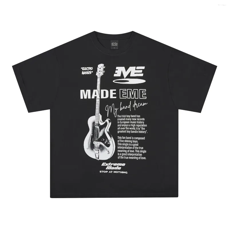 Men's T Shirts MADEEXTREME Alphabet Band Printed Short Sleeved T-shirt For Men Guitar Graphic