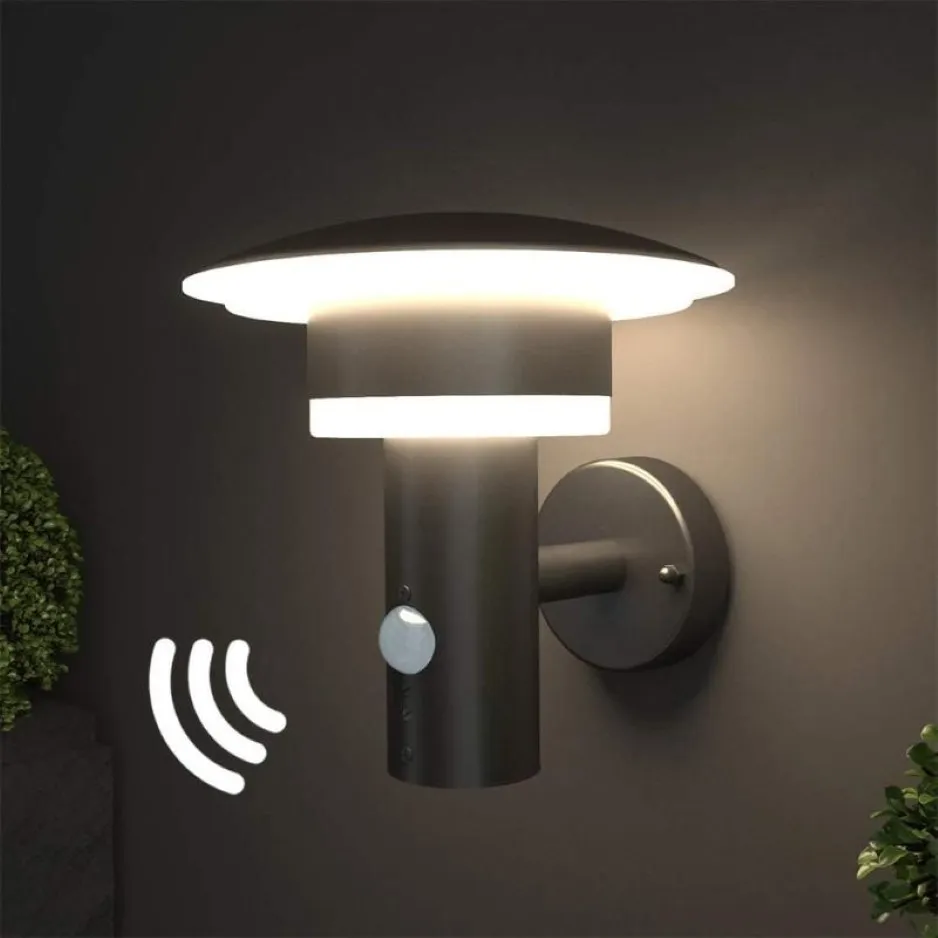 Outdoor LED Wall Lamp Light With Motion Sensor And Switch Steel Stainless with PIR Sensor A-class Energy Lamp220d