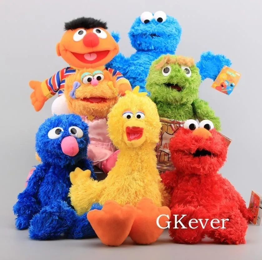 2140cm يدوي دمية Sesame Street Plush Toys Doll Elmo Ernie Grover Oscar Zoe Bert Toveed Puppet Toys Women Kids Party Gift Y20072801801