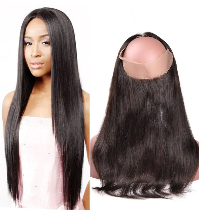 Nya ankomster PRE PLOCKED 360 LACE FRONTAL STÄNGNING MED BABY HAIR RACH HUR HÅR HÅR BUND NATUR Black 1B 1 Piece 822 Inch6138782