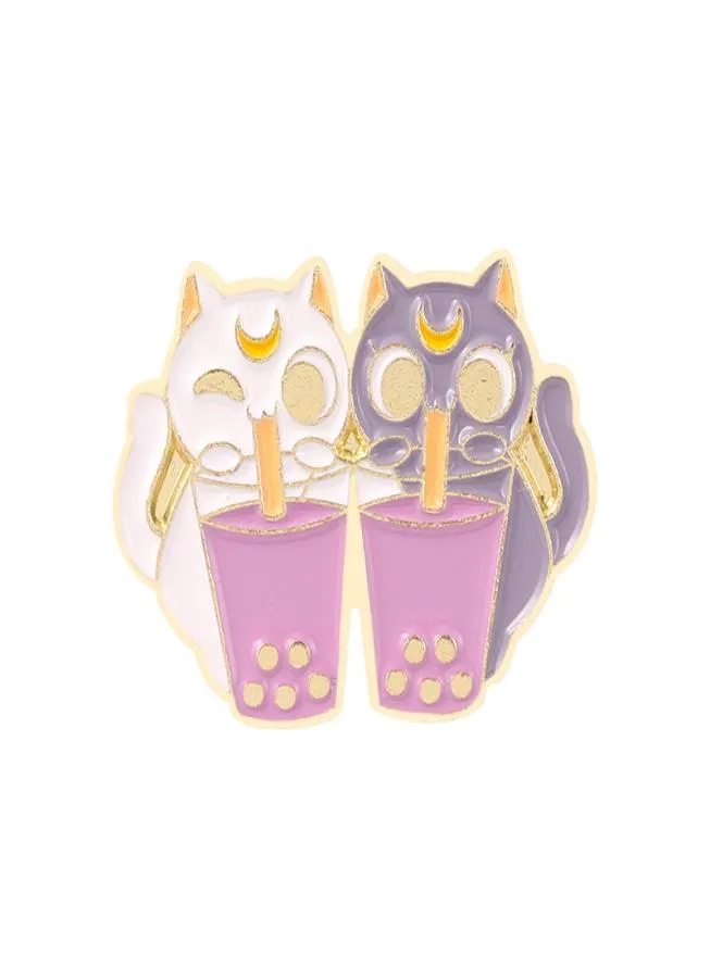 Mignon dessin animé Couple chat broches broche pour femmes mode robe manteau chemise Demin métal drôle broche broches Badges sac à dos cadeau bijoux2848885