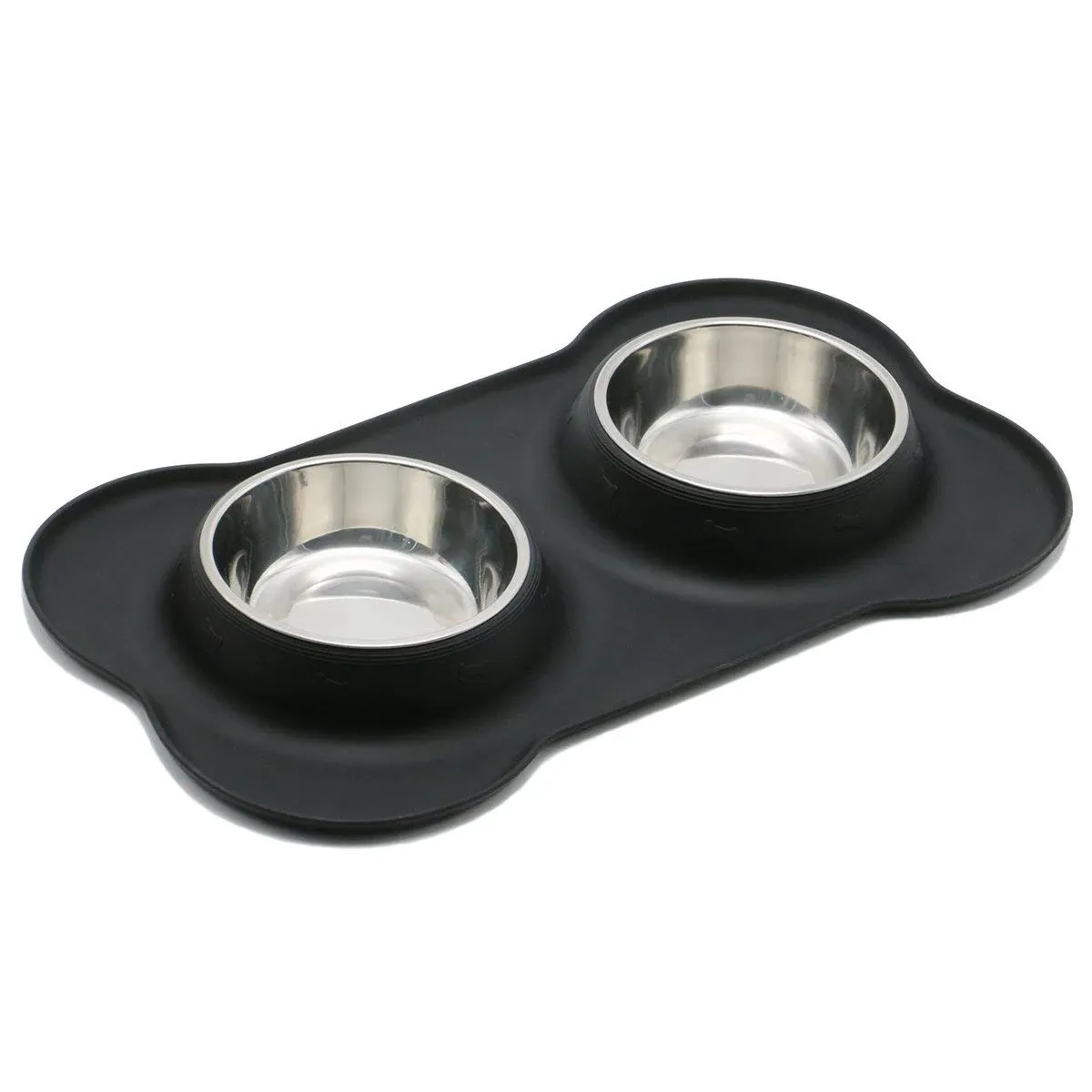 Feeding Practical Dog Bowls Stainless Steel Water and Food Feeder with Non Spill Skid Resistant Silicone Mat for Pets Puppy Small