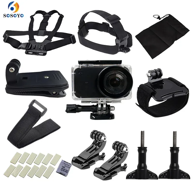 Acessórios para câmera xiaomi mijia 4k, acessórios de câmera à prova d'água com 12 unidades, mini câmera para mergulho/esqui/corrida/escalada/equitação